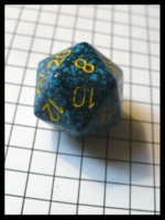 Dice : Dice - 20D - Blue and Black Speckles With Yellow Numerals